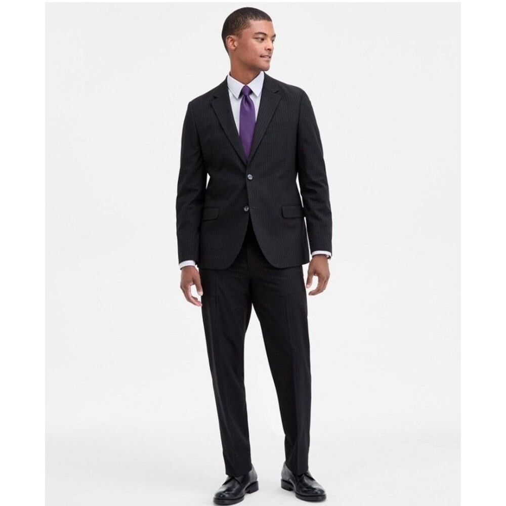 $395 NEW NAUTICA MENS 38R BLACK STRIPE STRETCH 2 PIECE SUIT W/ DRESS PANTS 32X31
